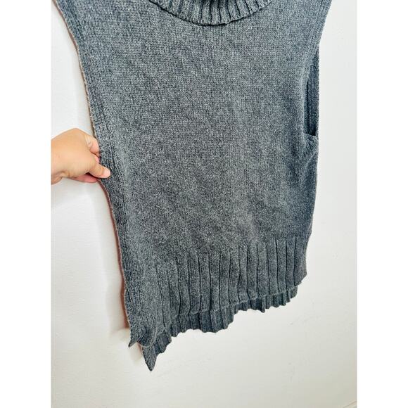 GREY Gray Sleeveless Turtleneck Wool Alpaca Blend  Loose Fitting Sweater sz XL - Picture 4 of 7